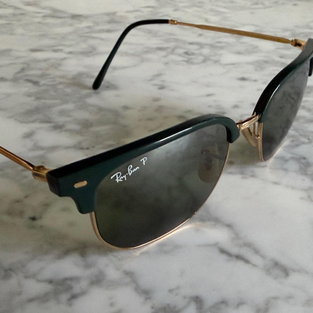 Ray-Ban Clubmaster Polarized Green and Gold Sunglasses